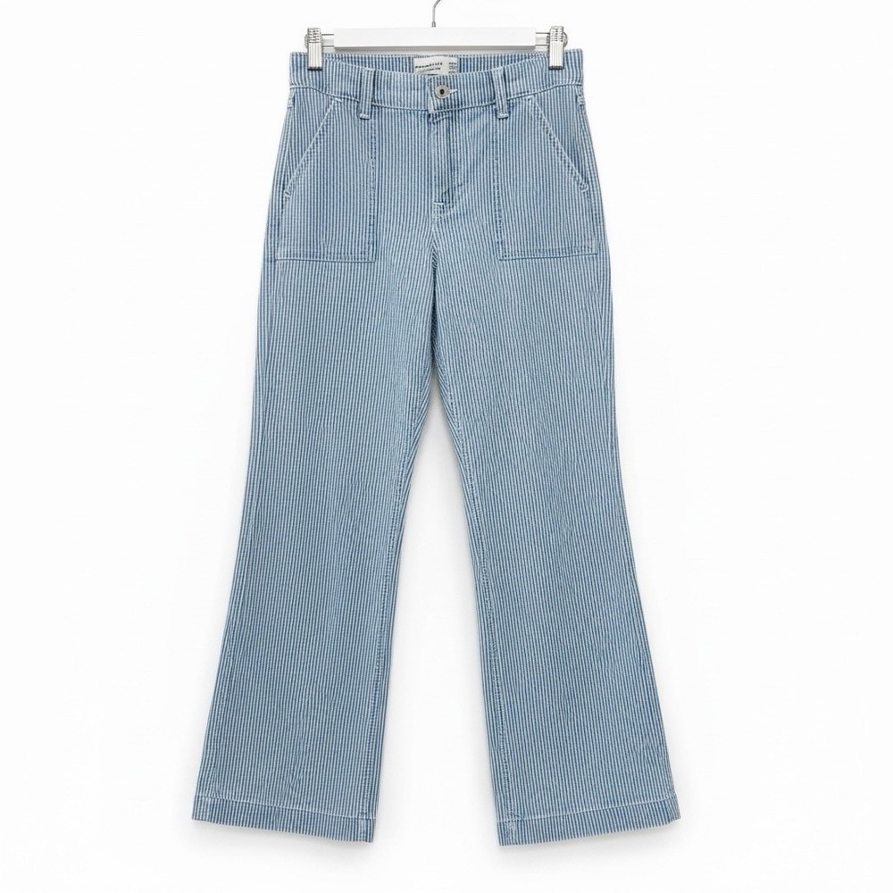 Abercrombie Kids Girls High Rise Wide Leg Pinstripe Jeans 13/14 Short Minimalist